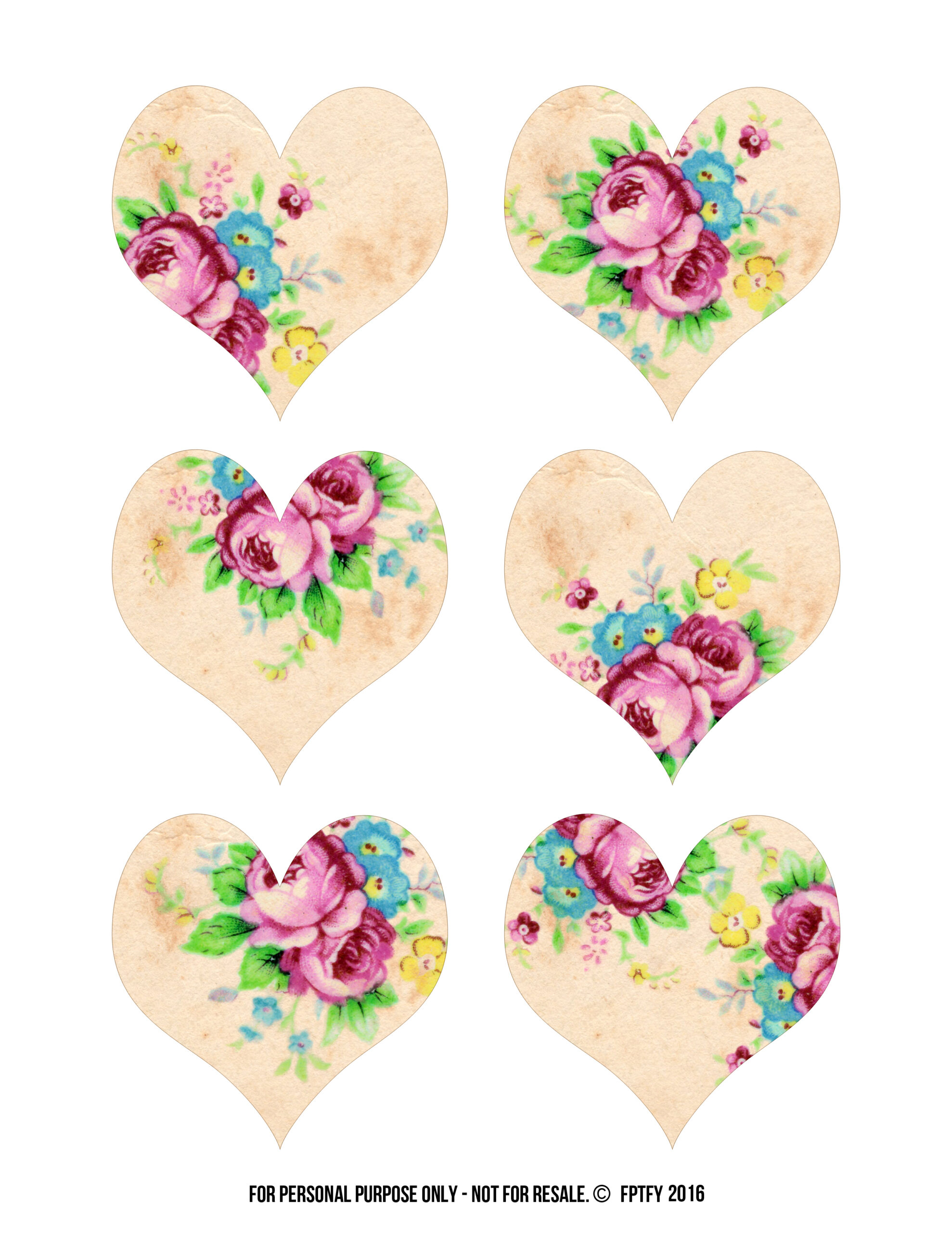 Free Printables: Gorgeous Vintage Floral Hearts - Free Pretty Things ...