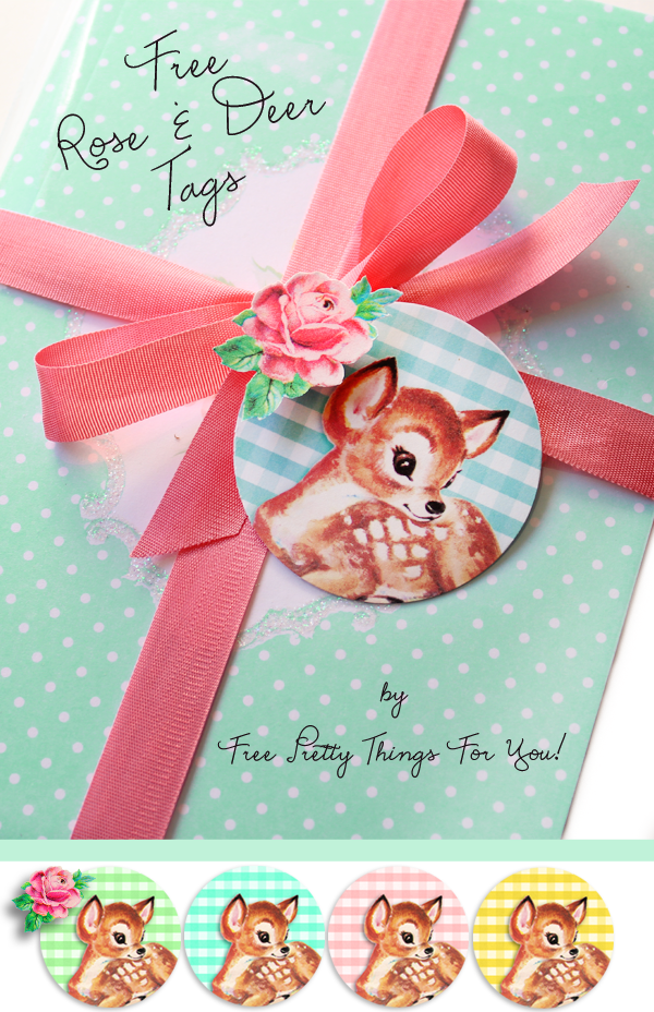 Gorgeous Rose and Deer Tags - Free Pretty Things For You