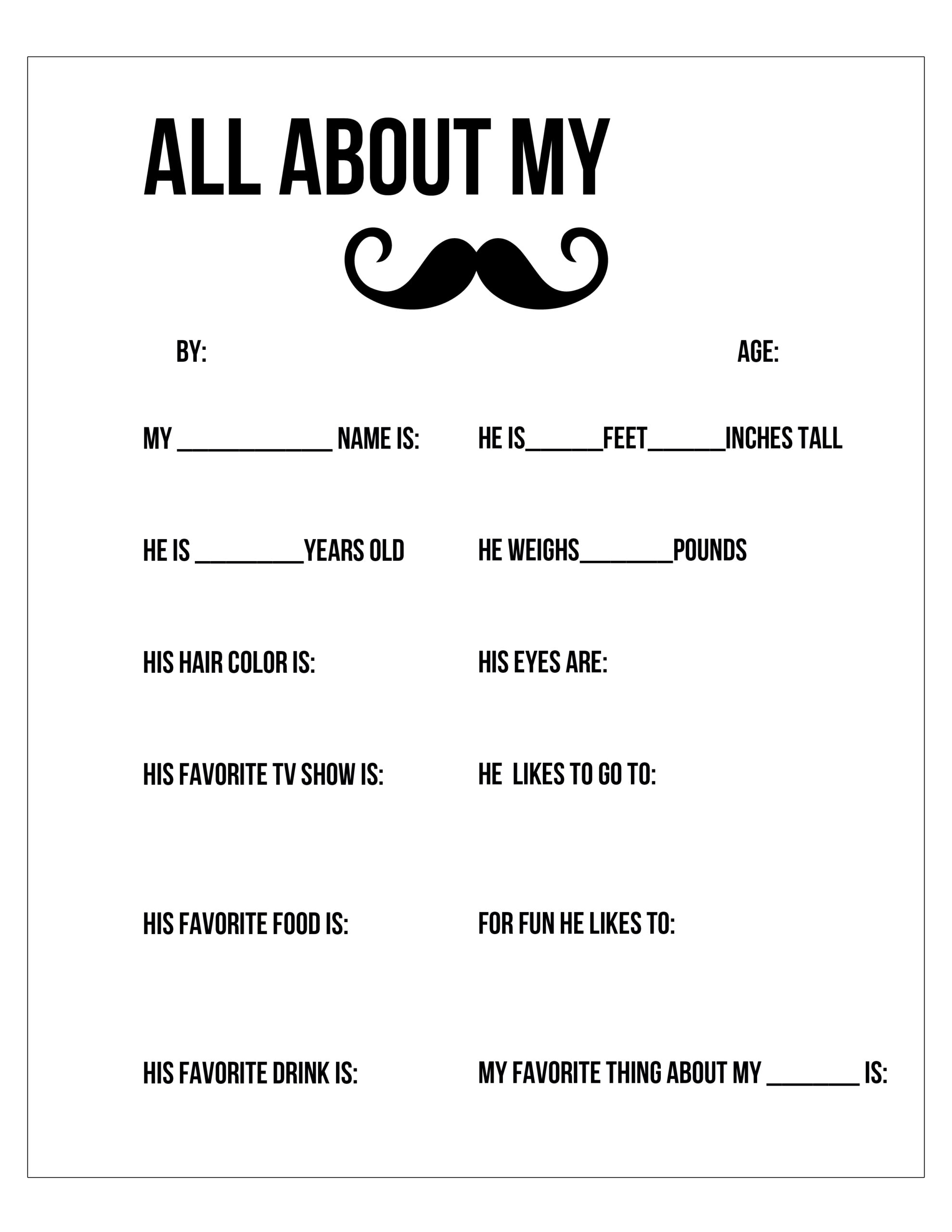 All About My Dad and Grandpa Free Printable Free Pretty Things For You