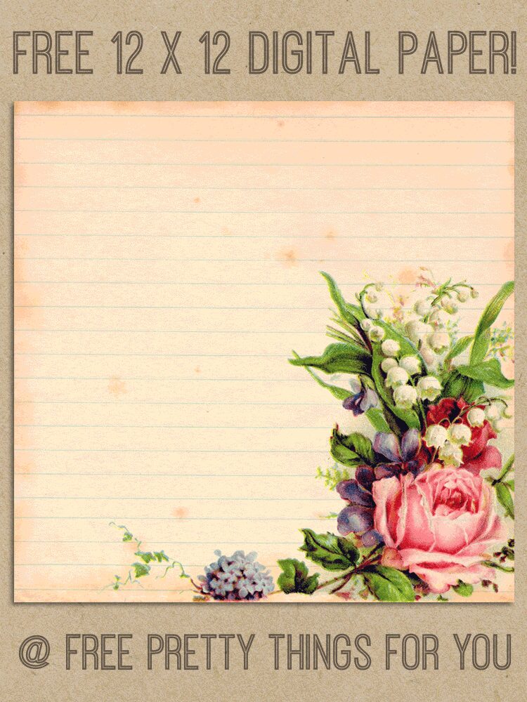 Digital Paper Romantic 12x12 Digital Scrapbooking Paper Free Pretty