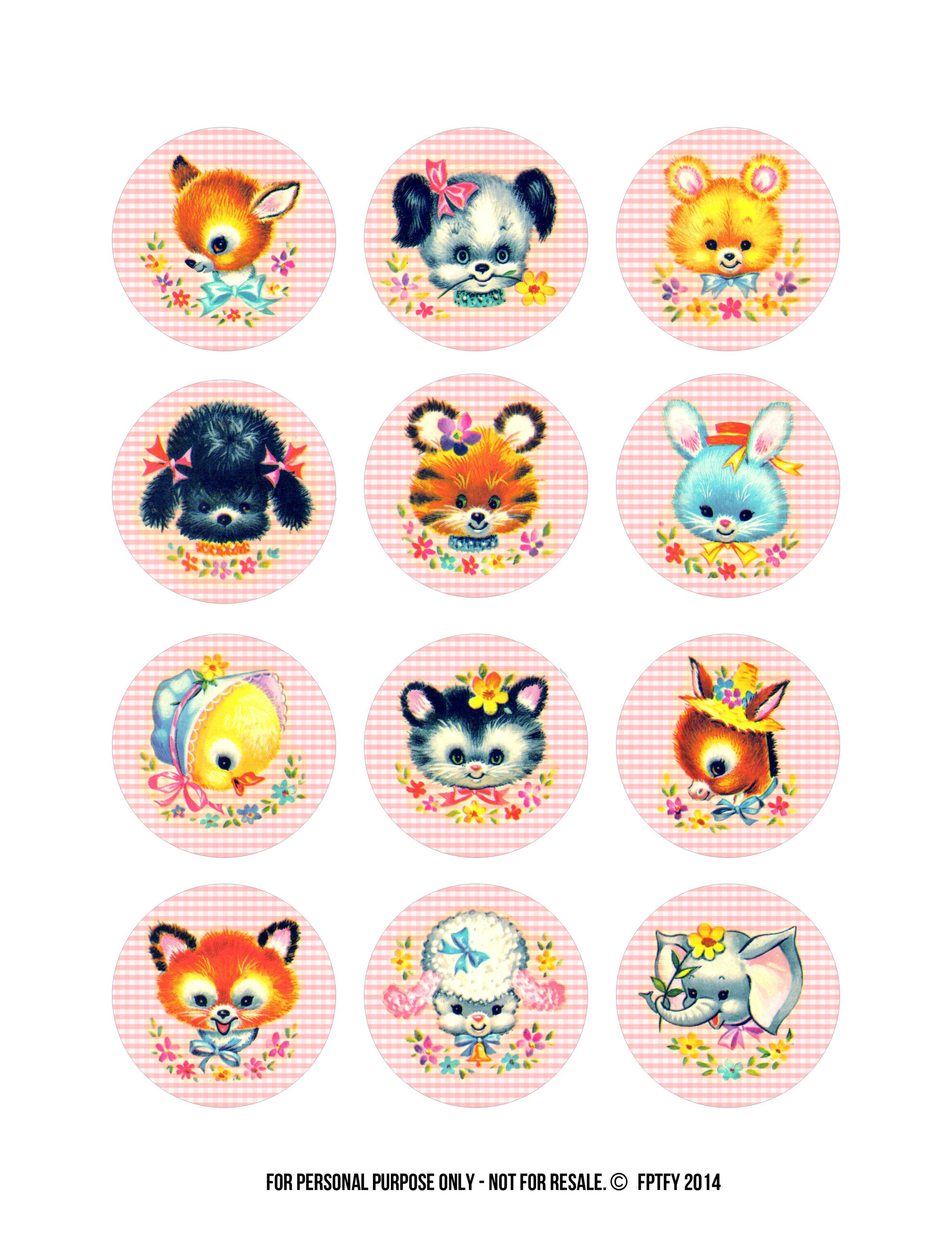 Adorable Kitschy Baby Animal Printables Pink Version! Free Pretty