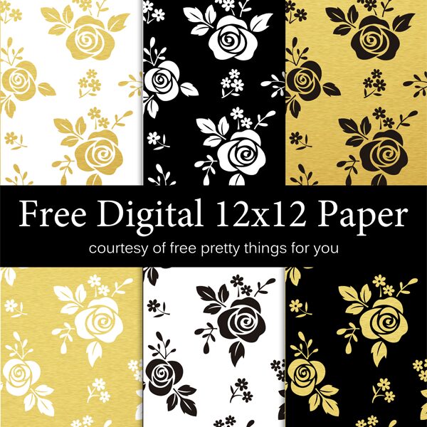 free digital flower doodle scrapbooking paper / printable black