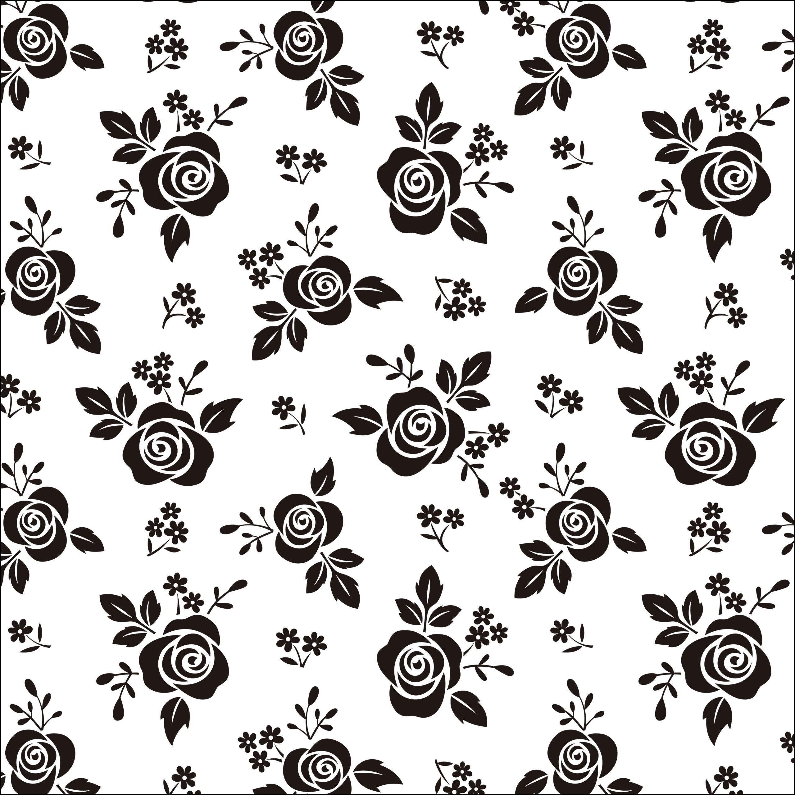 free digital flower doodle scrapbooking paper / printable black-and-white  gift w…