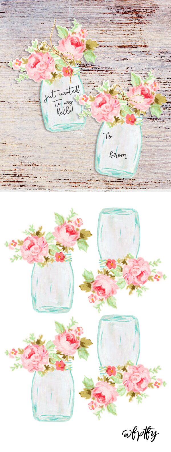Free Mason Jar Floral Tags- Pretty! - Free Pretty Things For You