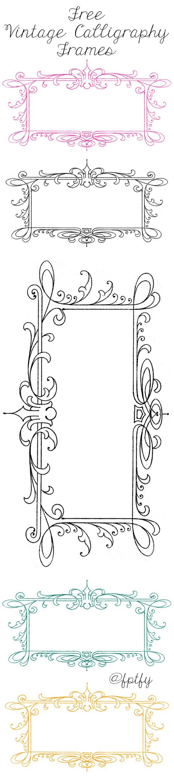 Free Vintage Calligraphy Frames - Lovely! - Free Pretty Things For You