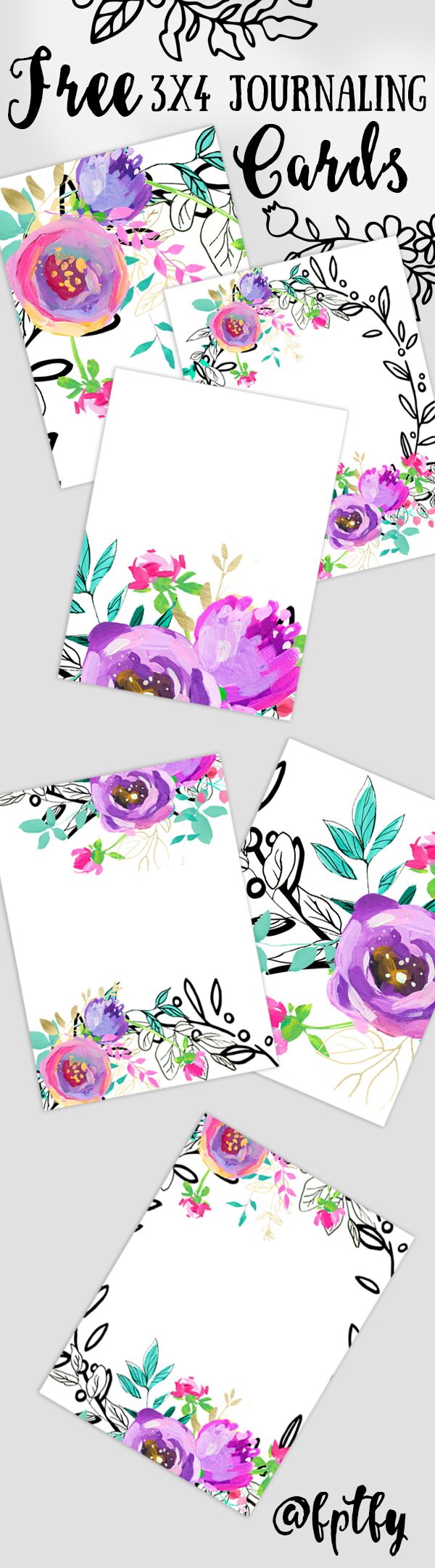 Free 3x4 Journaling Cards Mint and Purple - Free Pretty Things For You