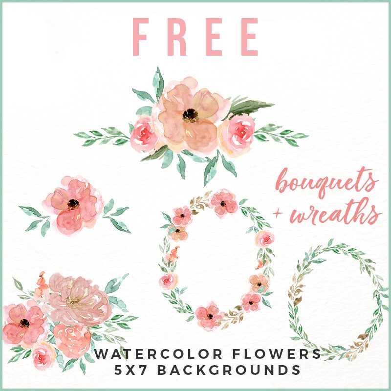 Download Free Peachy Pink Watercolor Flower Collection Free Pretty Things For You