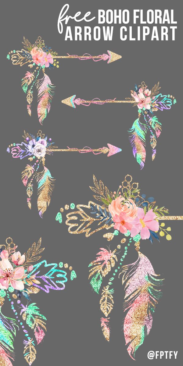 Free Boho Floral Arrow Clipart - Free Pretty Things For You