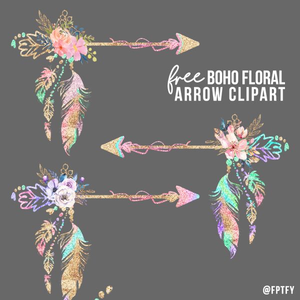 Free Boho Floral Arrow Clipart - Free Pretty Things For You