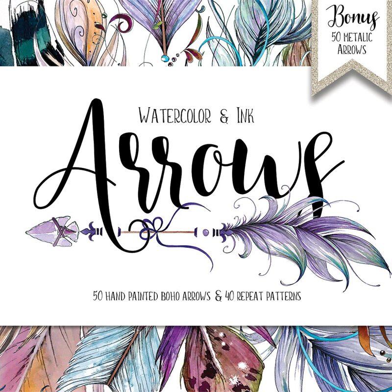 Free Watercolor Boho Arrows