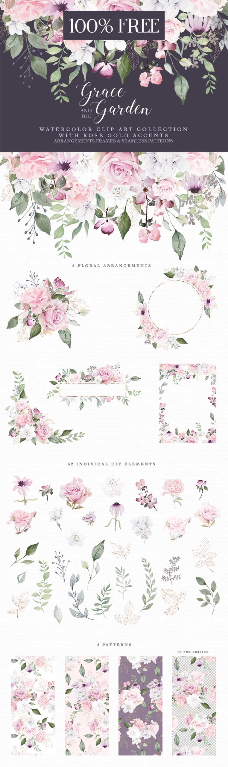 free watercolor flower clip art - Free Pretty Things For You