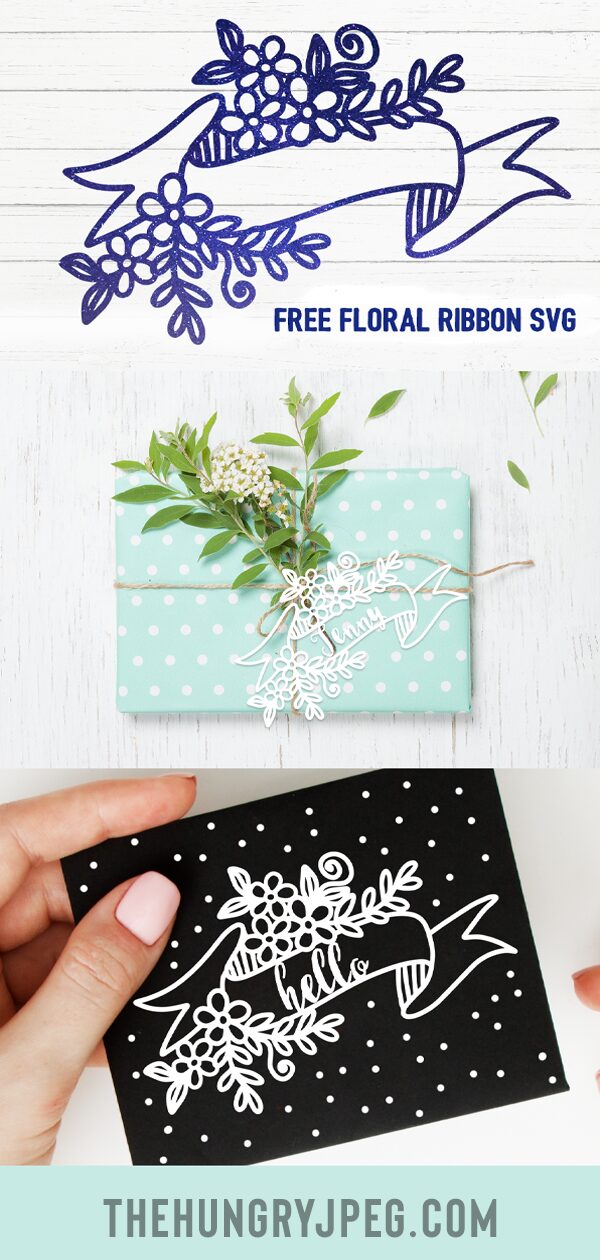 Free Floral Ribbon SVG cut file