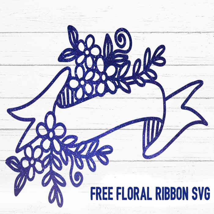 Free Floral Ribbon SVG cut file
