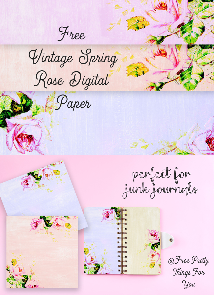 Download this Free Vintage Spring Rose Digital Paper Collection