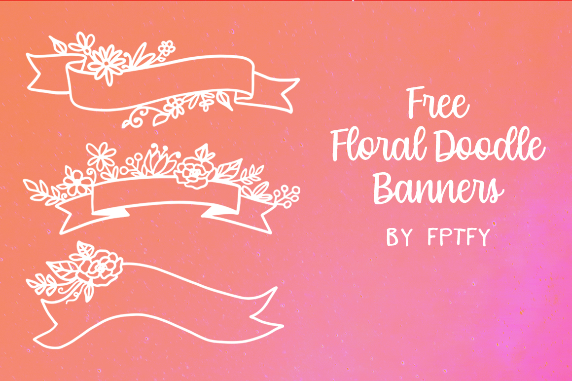 Free Floral Banner Doodles