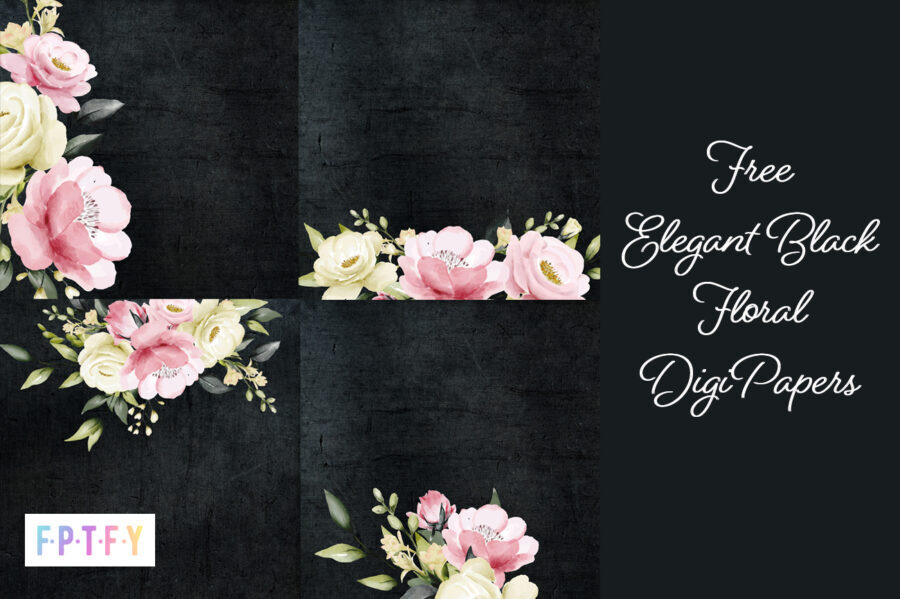 Elegant Black floral Digital Background