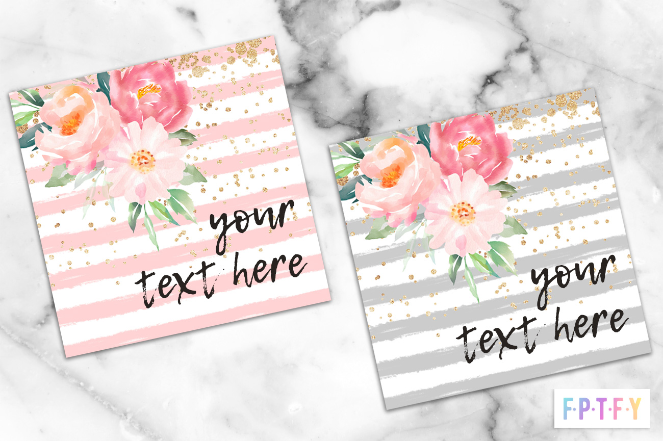 Free Pastel Floral Stripe Gold Confetti