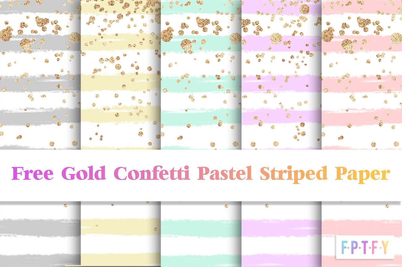 Free Pastel Stripe Gold Confetti DigiPaper Download