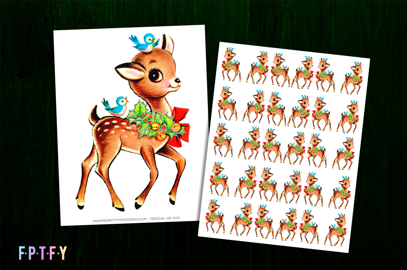 Free Vintage Deer Christmas Fabric Transfer