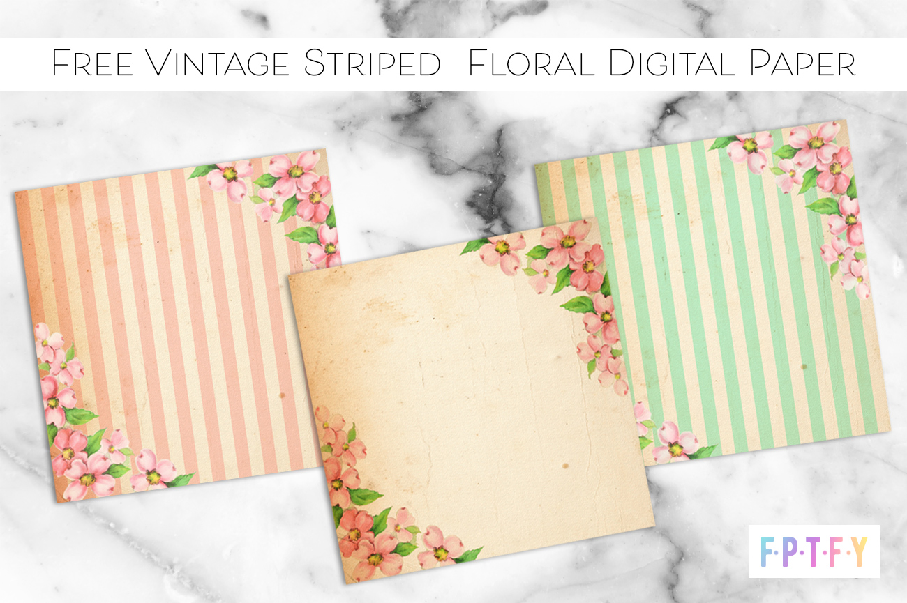 Free Vintage Striped Floral Digital Paper