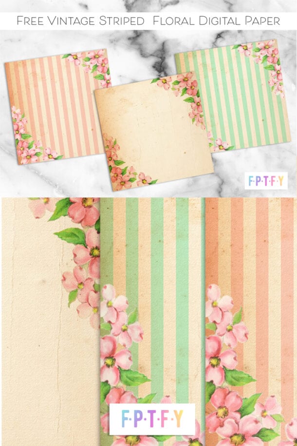 3 Free Vintage Striped Floral Digital Paper Free Pretty Things For You