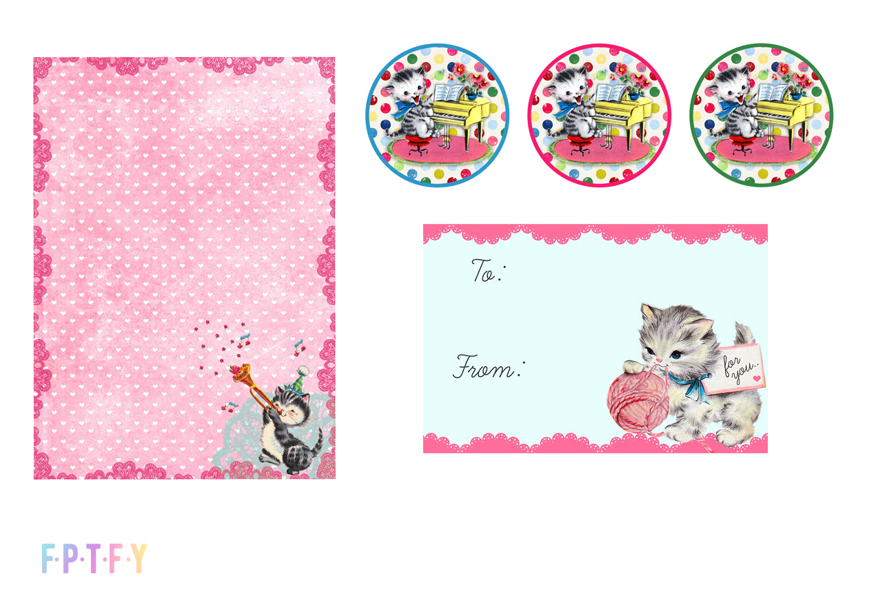 Free VIntage Kitty Cat Tags and printables