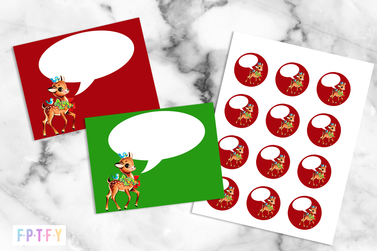 Christmas Vintage Retro Reindeer Tags