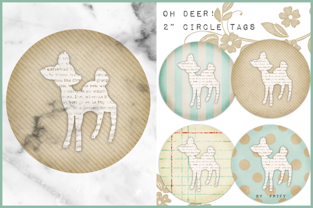 Free Vintage Oh Deer 2 in Circle Tags