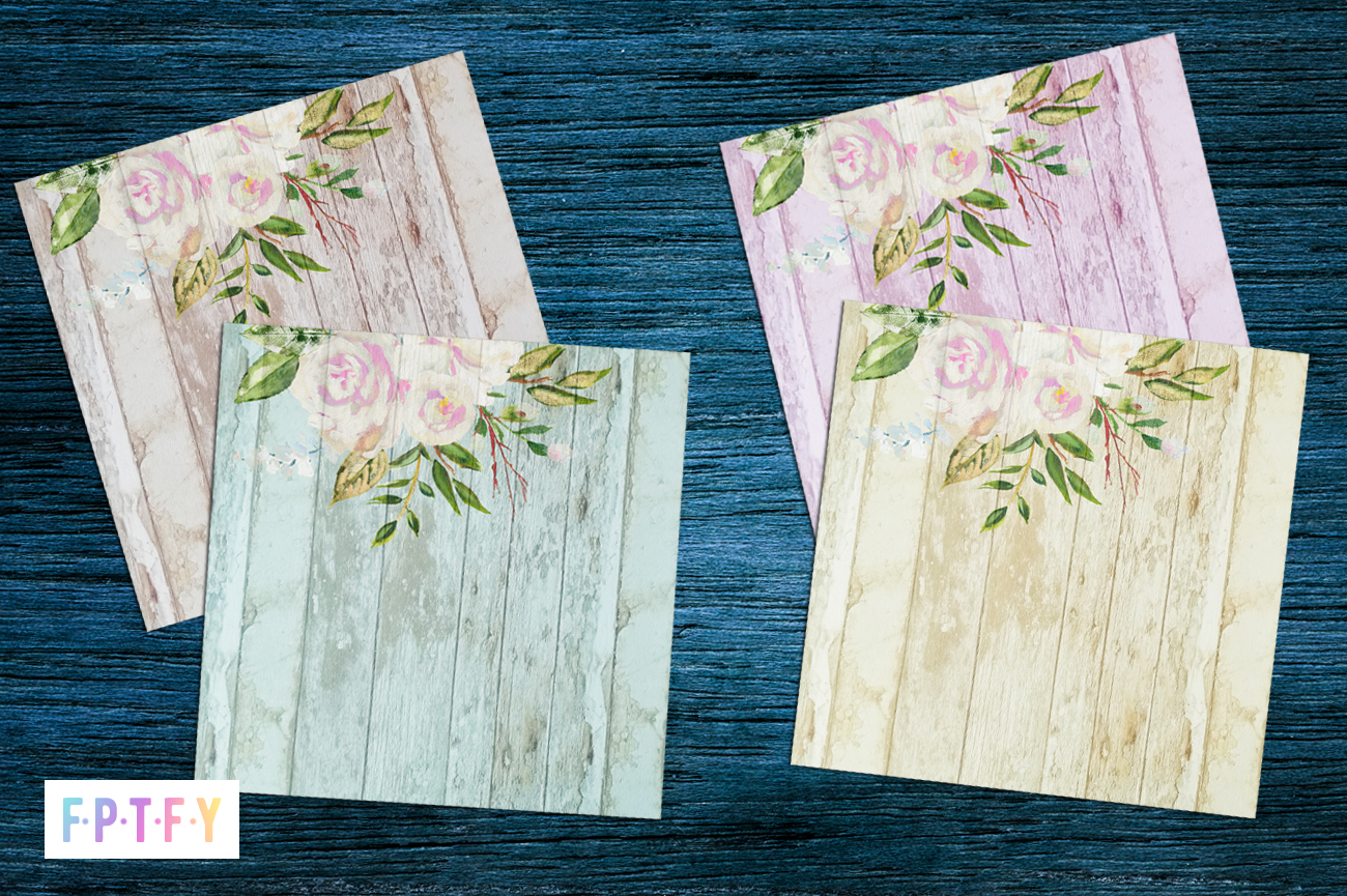 Farmhouse White Rose Pastel Wood Background Paper