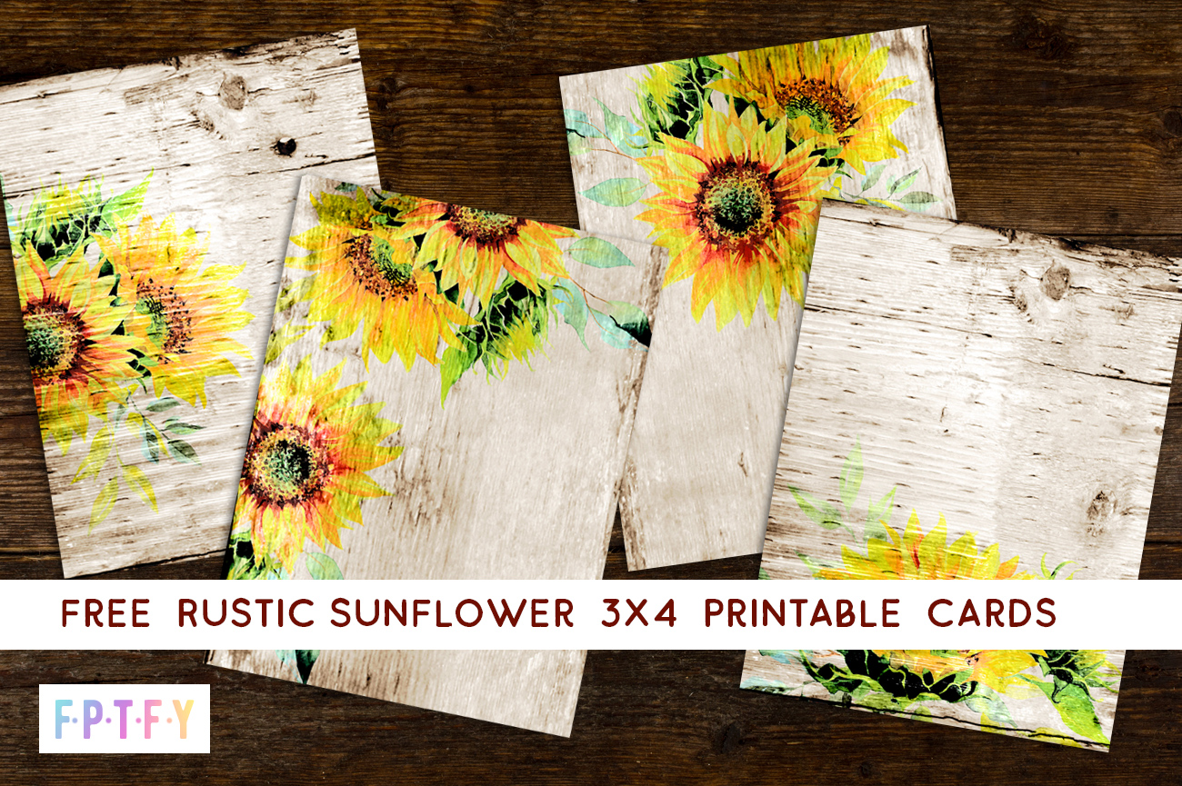 Free rustic sunflower printables - 3x4 cards