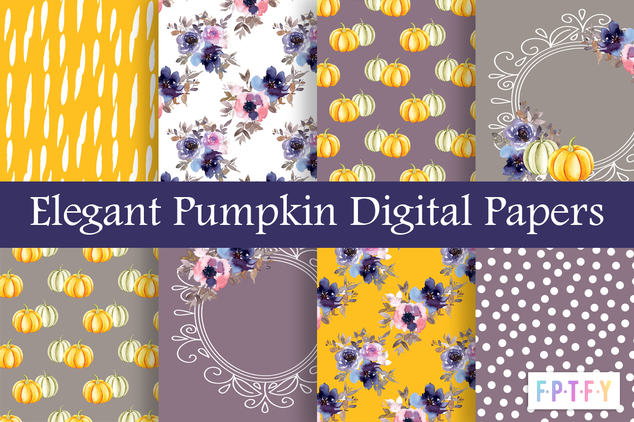 Free Elegant Pumpkin Digital scrapbooking papers