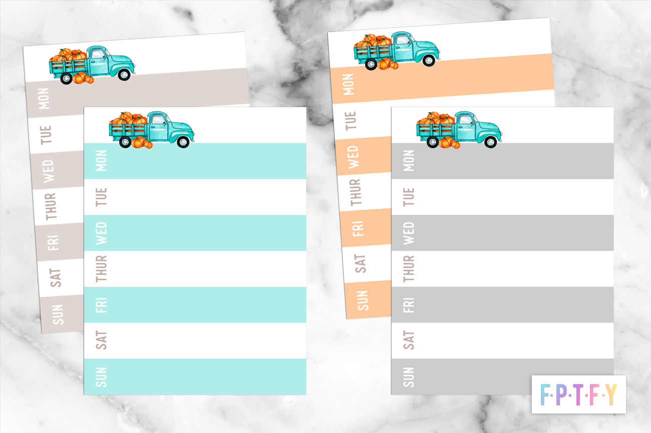 Free Weekly Planner Vintage Teal Truck