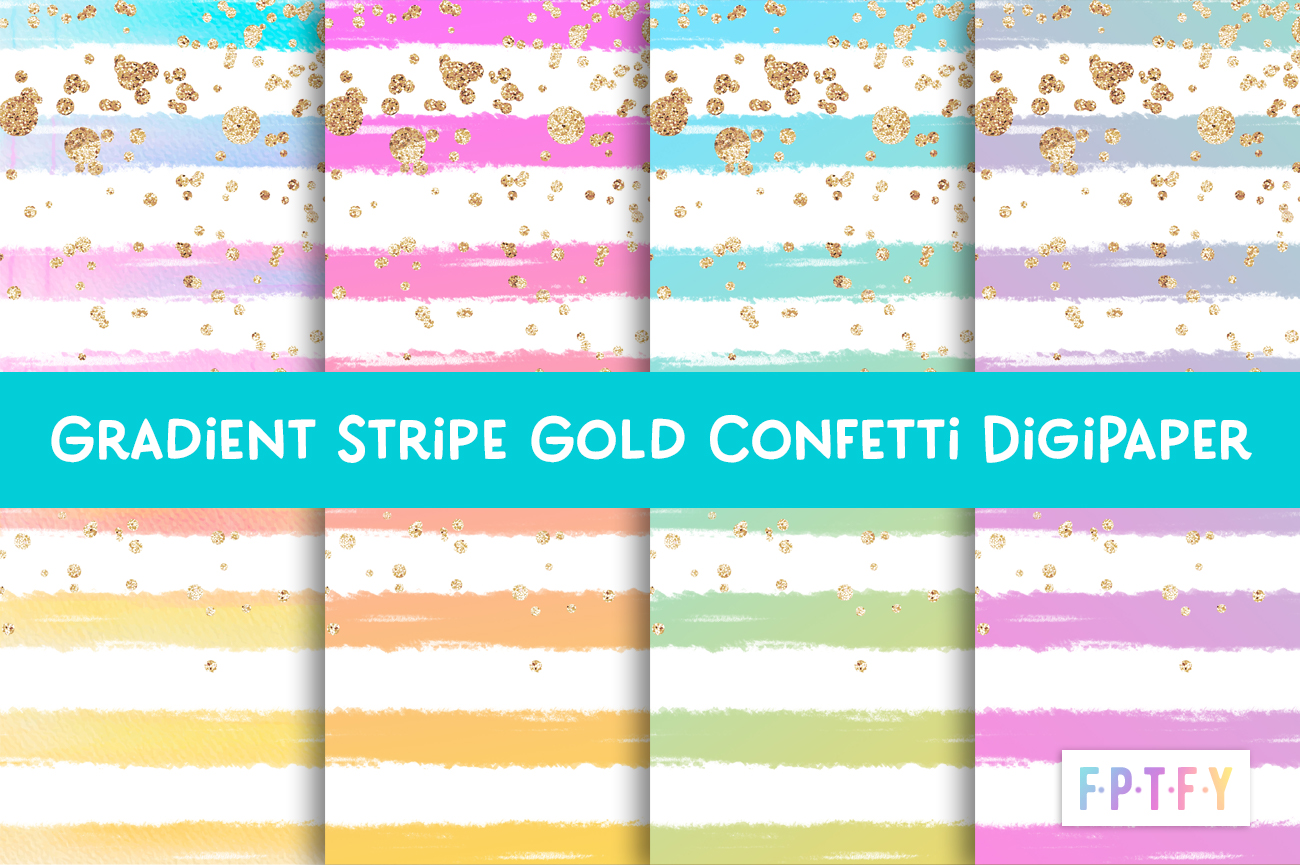 gradient stripe gold confetti Digital Paper