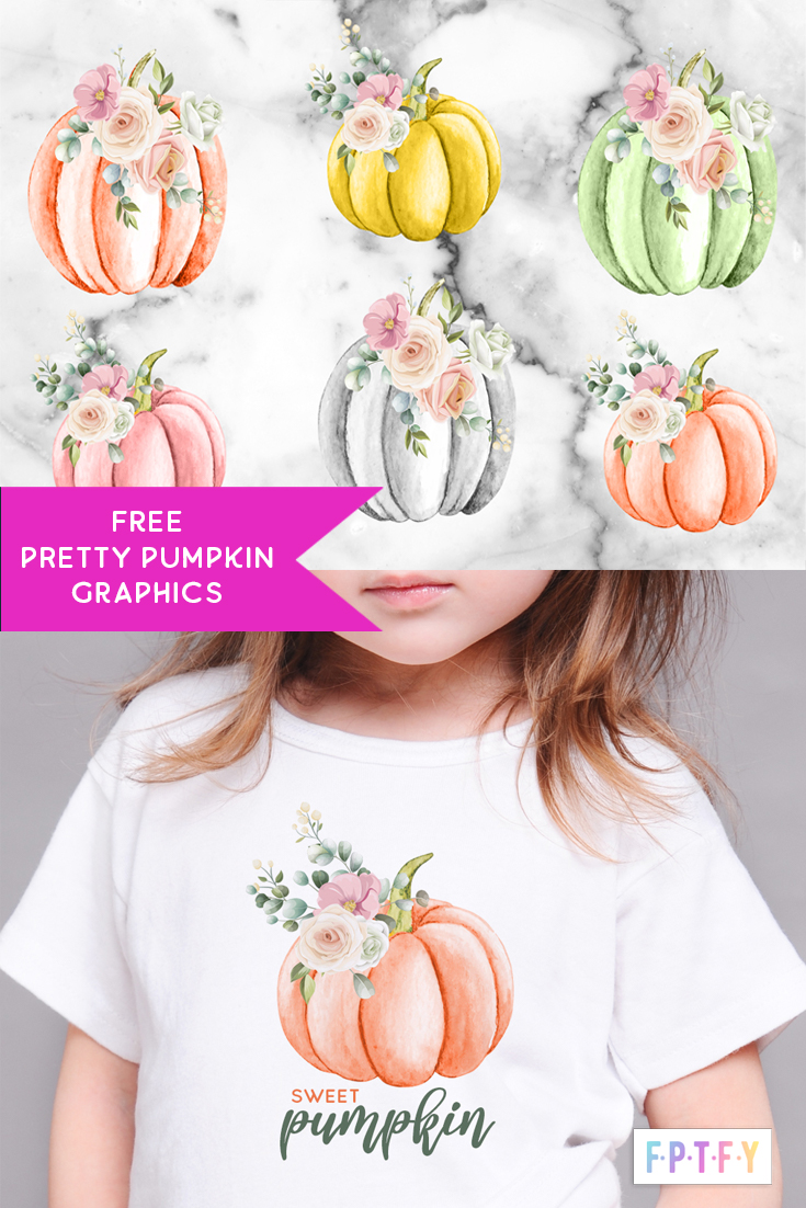 Free Pastel Floral Pumpkin Clipart