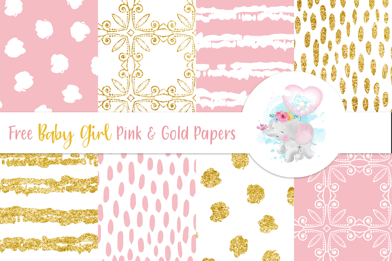 Free baby girl Pink Gold DigiPapers