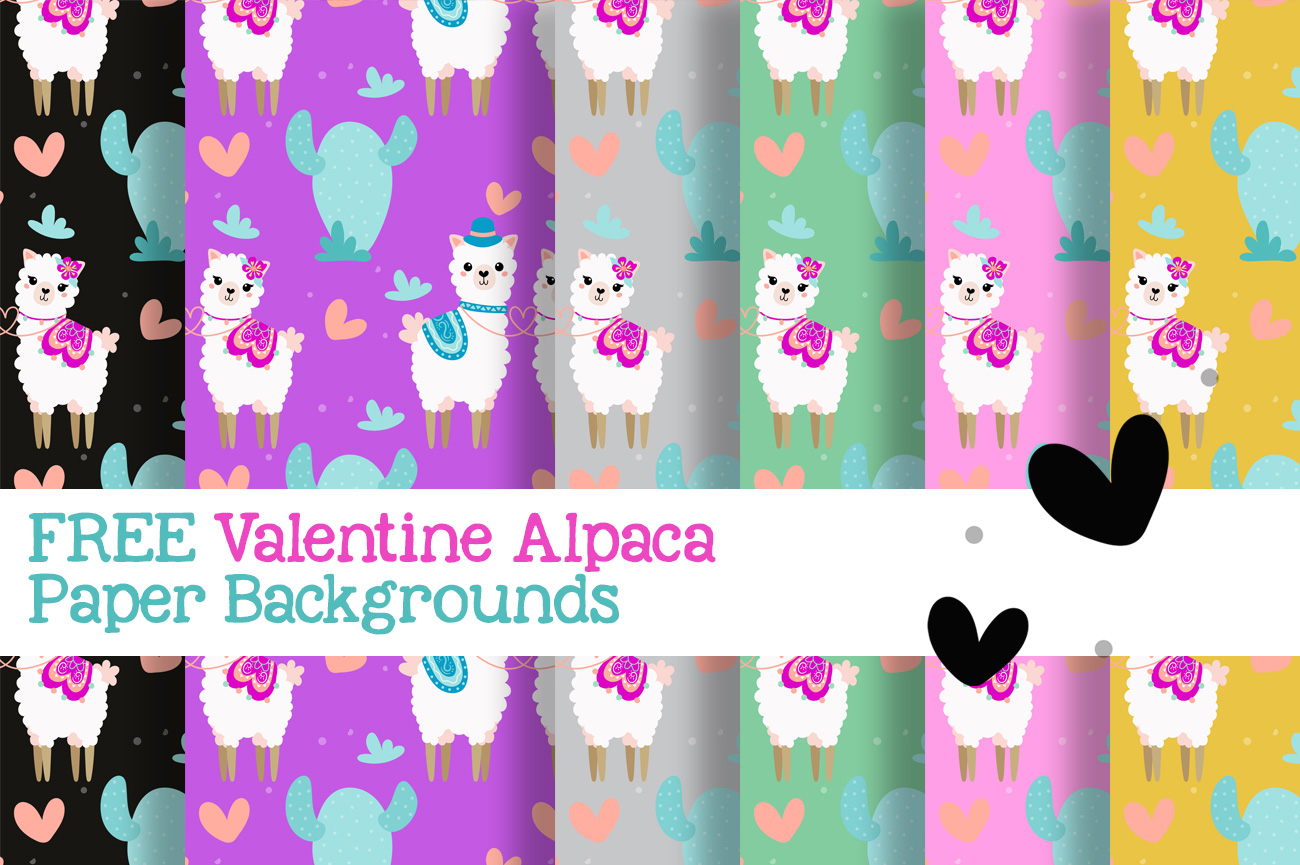 Free Valentine Alpaca Digital Paper