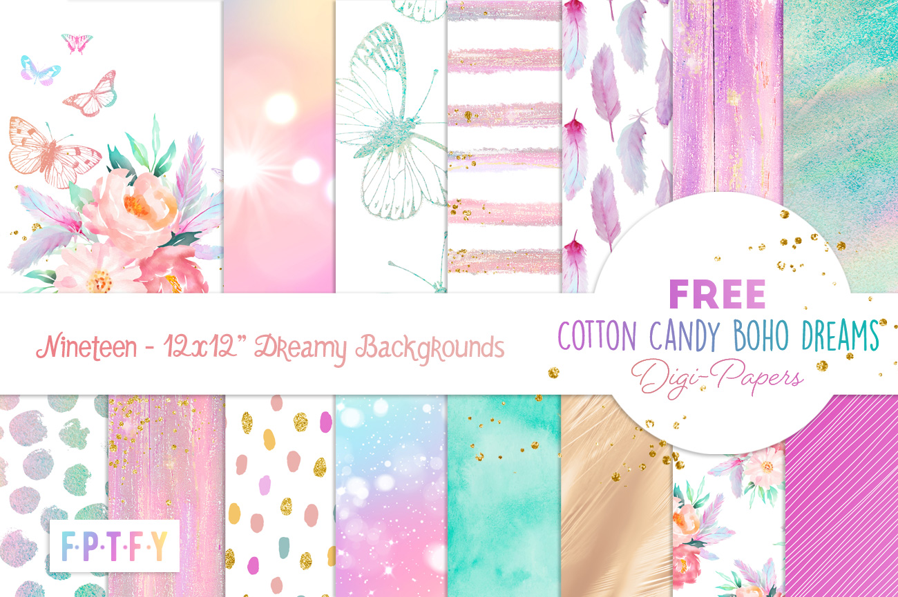 Free Cotton Candy Boho Dreams DigiPapers