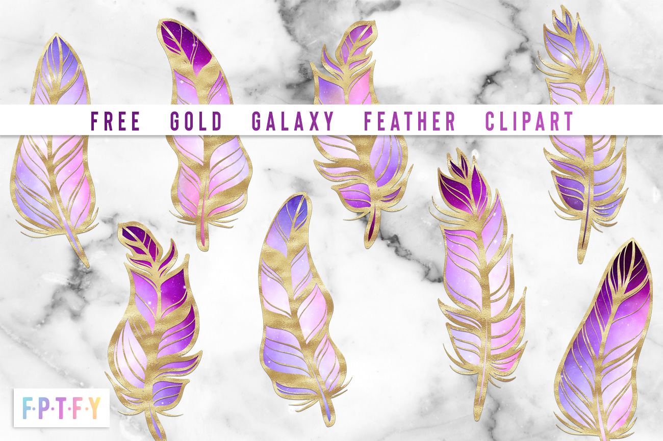 Free Gold Galaxy Feather Clipart FPTFY