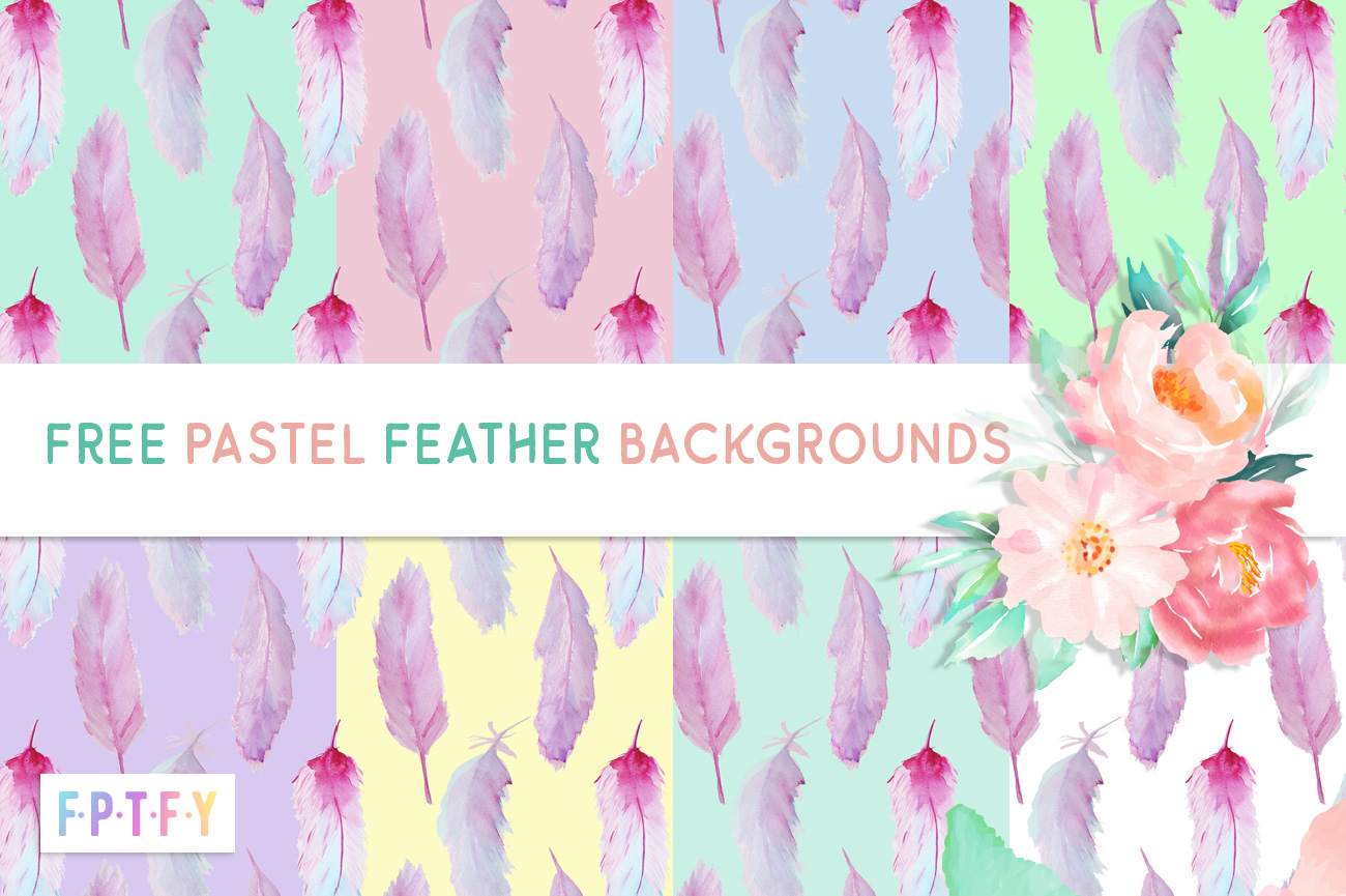 Free Pastel Feather Digital Backgrounds