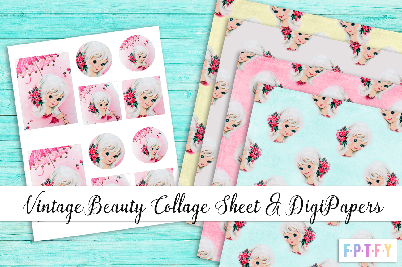 Free Vintage Beauty Collage DigiPaper