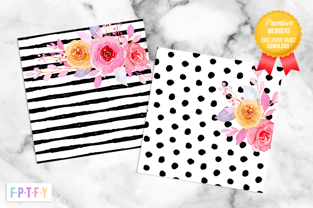 Girl Boss Black and White Floral Digital Delight Papers