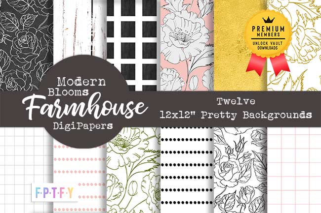 Farmhouse Digital Paper Modern Blooms