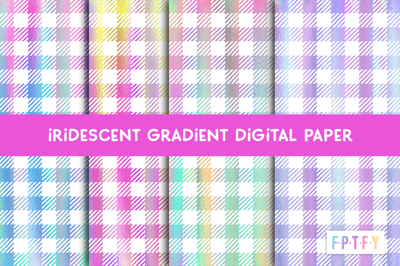 Free Iridescent Gingham Digital Paper