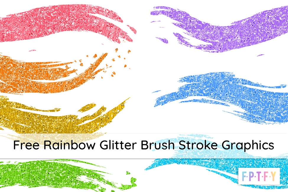 Free Rainbow Glitter Brush Stroke Graphics