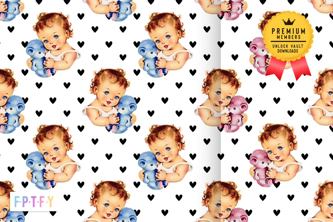 Vintage Baby Boy girl DigiPaper