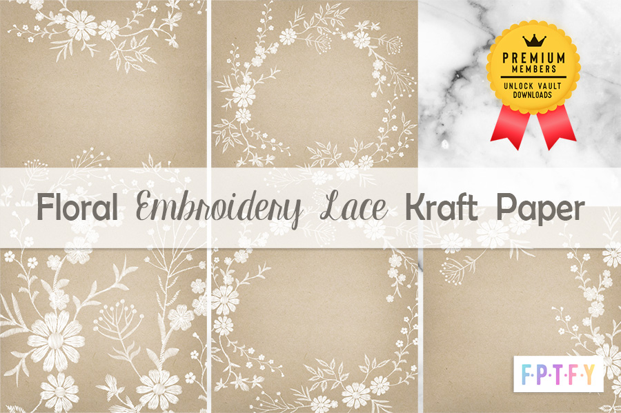 Floral Embroidery Lace Kraft Paper