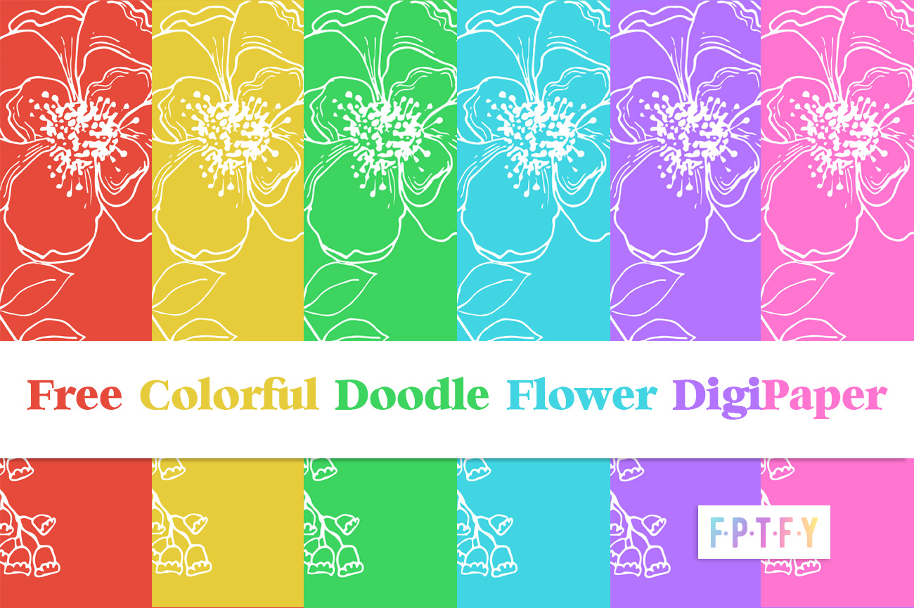 Free Colorful Doodle Flower DigiPaper