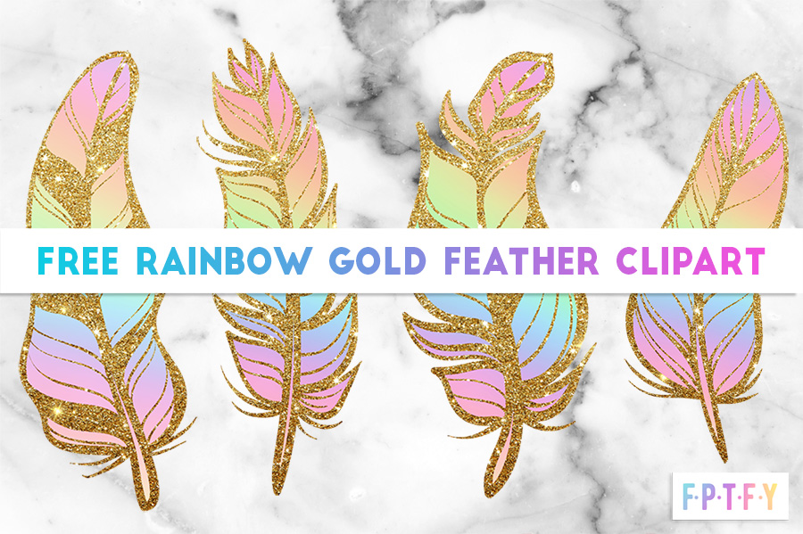 Free Rainbow Gold Feather clipart