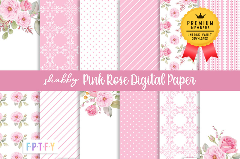 12 Shabby Pink Rose Digital Paper