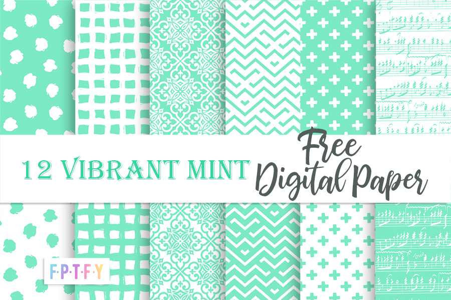 12 Free Vibrant Mint Digital Scrapbooking Paper
